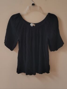 Loft Black Flowy Peasant Blouse